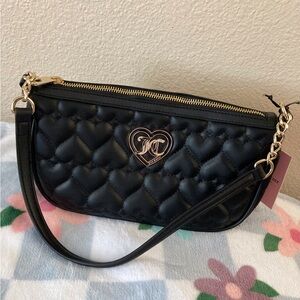 Black “HEART INTERLOCK QU” Juicy Couture Flawless Shoulder Bag